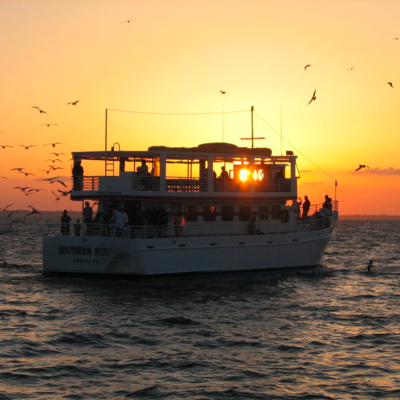 close up of the southern star on a sunset cruise in destin fl